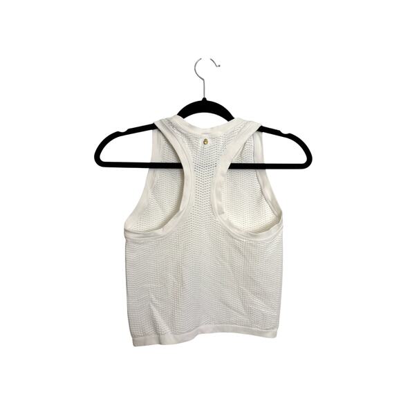 Spiritual Gangster Tank Top Womens XS/S Rise Seamless Mesh Racer White Crop - Picture 2 of 4